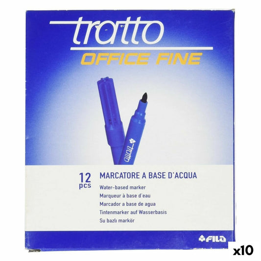 Set of Felt Tip Pens Tratto Office Fine Blue (10 Units)-0